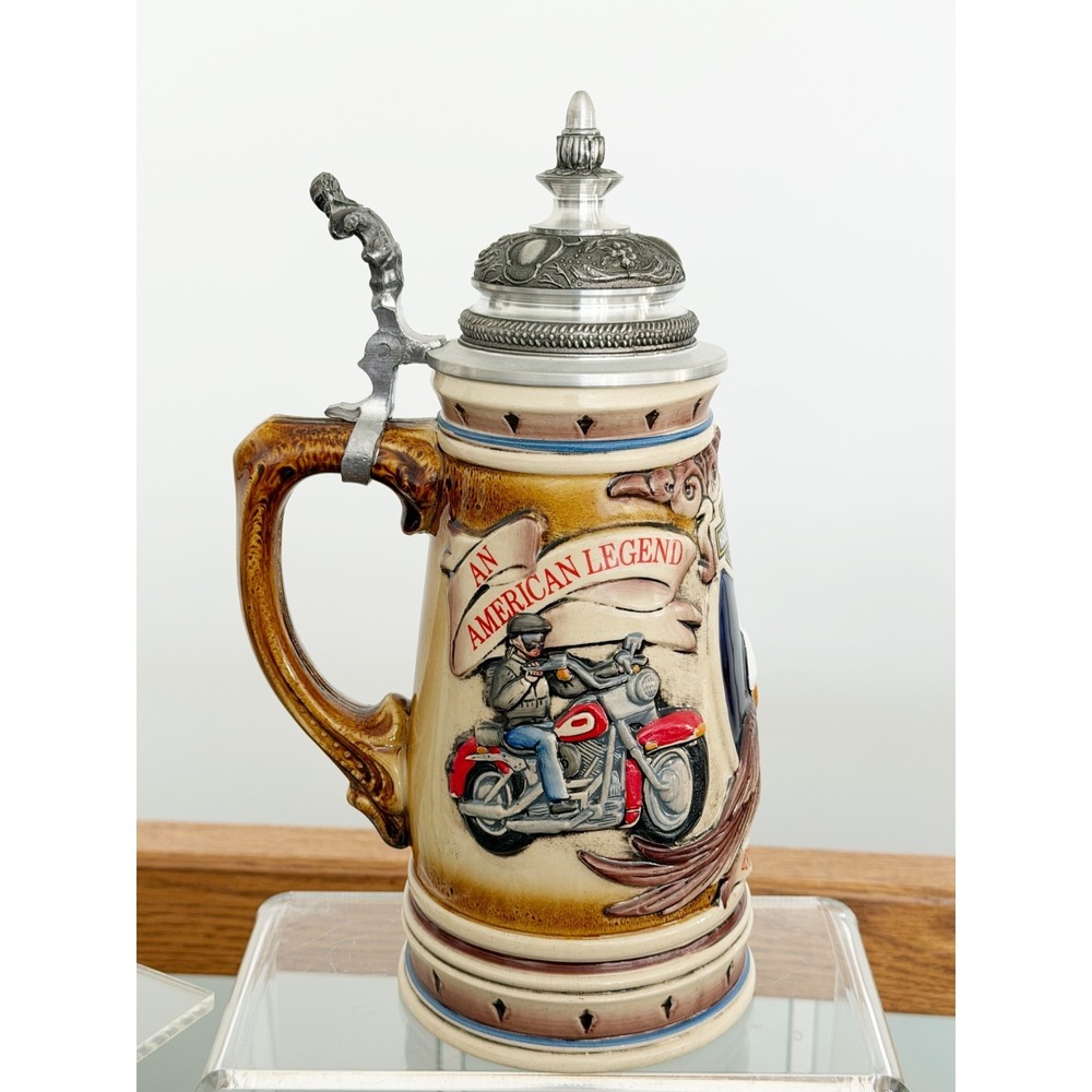 Harley Davidson Stein Limited Ed #969 Beer Mug Germany Pewter Ceramic Mint 1991
